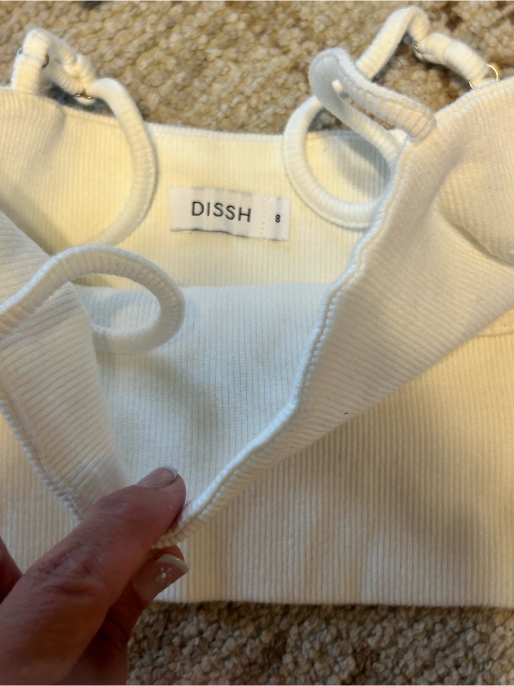 DISSH White Ribbed Drawstring Crop Top - Picture 3 of 5